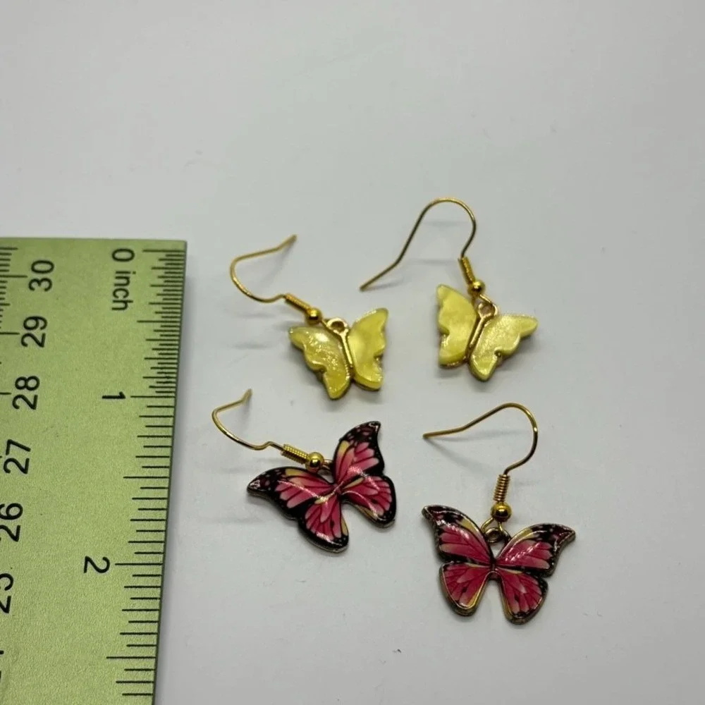 Butterfly Earrings in Gold‎ Tone Whimisical Fairy Core